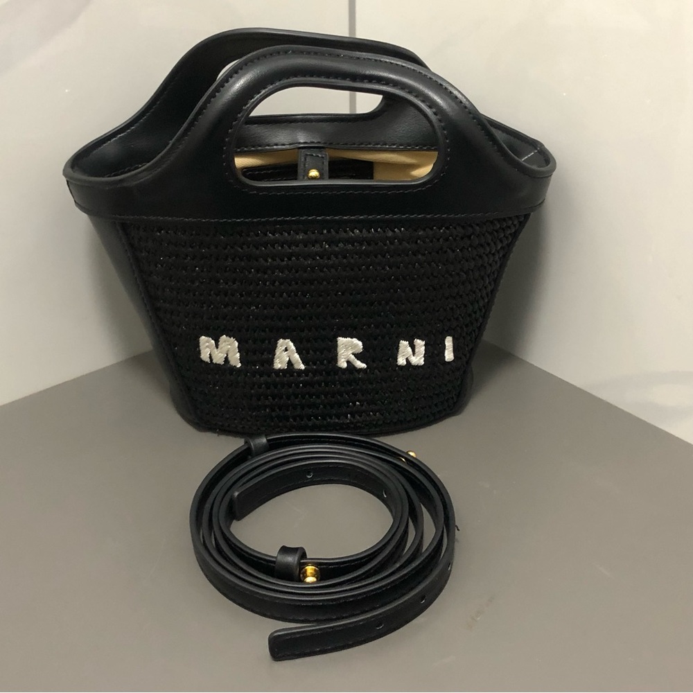 Marni Black Woven Tote Bag